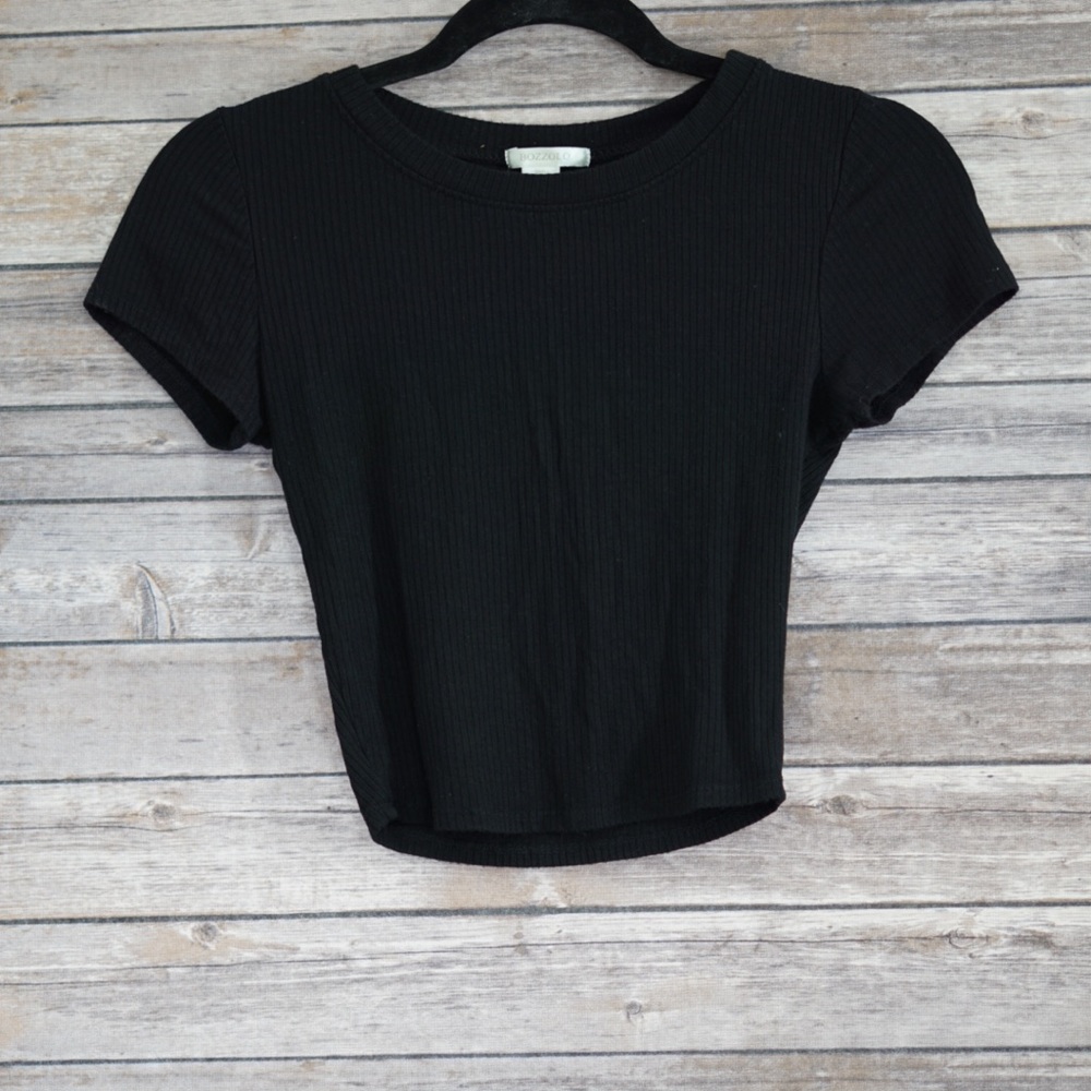Bozzolo Black T-Shirt Crop Top